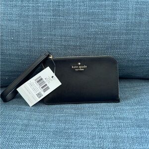 Kate Spade Black Wristlet with Gold Zipper